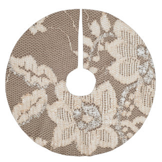 Spitzen Delikatessen: Weißes Stoffkunst Polyester Weihnachtsbaumdecke