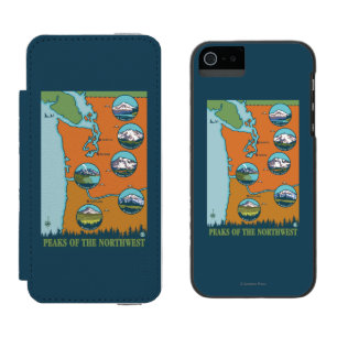 Spitzen des Nordwestens - 5 verschiedene Berge Incipio Watson™ iPhone 5 Geldbörsen Hülle