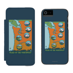 Spitzen des Nordwestens - 5 verschiedene Berge Incipio Watson™ iPhone 5 Geldbörsen Hülle
