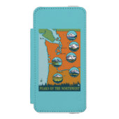 Spitzen des Nordwestens - 5 verschiedene Berge Incipio iPhone Geldbeutel-Hülle (Folio Vorderseite)