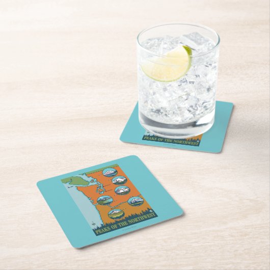 Spitzen des Nordwestens - 5 verschiedene Berge Rechteckiger Pappuntersetzer (Vor Ort)