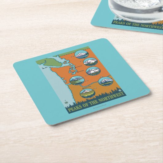 Spitzen des Nordwestens - 5 verschiedene Berge Rechteckiger Pappuntersetzer (angewinkelt)