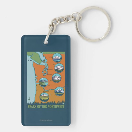 Spitzen des Nordwestens - 5 verschiedene Berge Schlüsselanhänger (Rückseite)