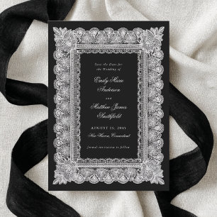 Spitzen-Doily Schwarz Vintage-Style Foto-Hochzeit Save The Date