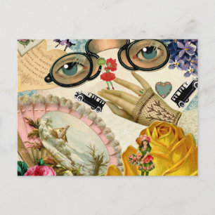 Spitzen-Fan-Spektakel und Blume Postkarte