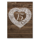 Spitzen Herzkunst Holz rustikale Tischnummer (Vorderseite)