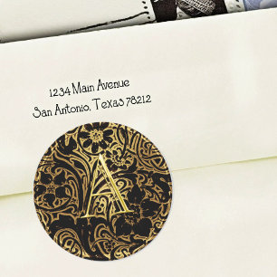 Spitzen-Hochzeitsumschlag-Siegel Gold-Monogramm Runder Aufkleber