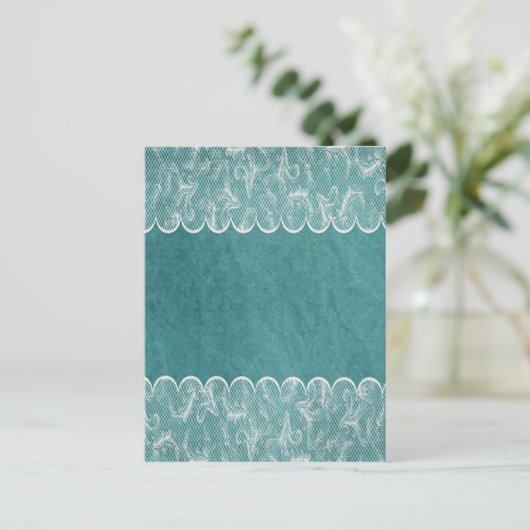 Spitzen in Aquamarin und weiß Postkarte (Stehend Vorderseite)