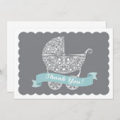 Spitzen- Kinderwagen danken Ihnen zu merken Dankeskarte (Vorne/Hinten)