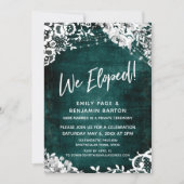 Spitzen, Lichter & Blumen über Grunge Aquamarin Wi Einladung (Vorderseite)