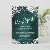 Spitzen, Lichter & Blumen über Grunge Aquamarin Wi Einladung (Stehend Vorderseite)