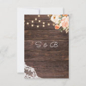 Spitzen, Lichter, Blüten und Pfirsichblumen Rustik Save The Date (Rückseite)