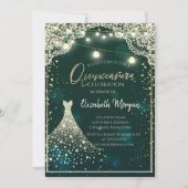 Spitzen, Lichter, Holz Diamanten Kleid Green Quinc Einladung (Vorderseite)