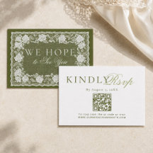 Spitzen Oliven Grün Old Money Hochzeit QR Code RSV
