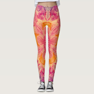 Spitzen-Ornament Mandala: Rundes Aquarelldesign Leggings