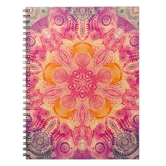 Spitzen-Ornament Mandala: Rundes Aquarelldesign Notizblock (Vorderseite)