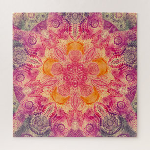 Spitzen-Ornament Mandala: Rundes Aquarelldesign Puzzle