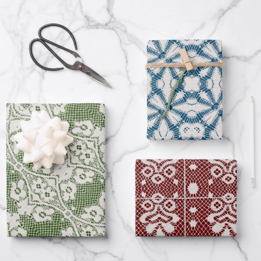Spitzen-Papierblätter Geschenkpapier Set (Vorderseite)