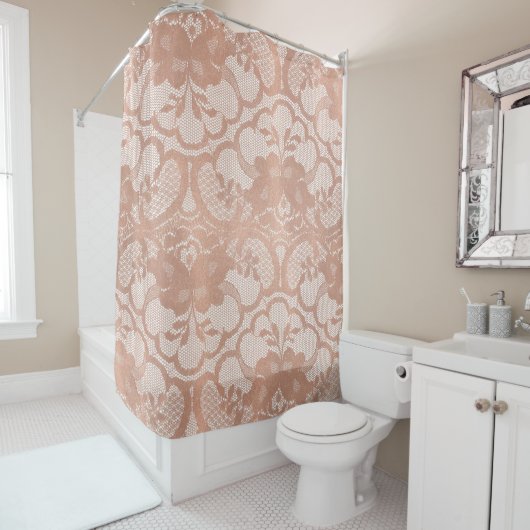 Spitzen Rosa Rose Gold Weißer Rosa Rosa Blütenrot Duschvorhang (Beispiel)