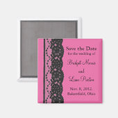 Spitzen Save the Date Magnet (Fuchsia) (Vorderseite/Rückseite)