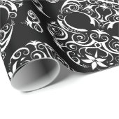 Spitzen- Schädel u. Knochen-Muster-Packpapier I Geschenkpapier (Rolleneckpunkt)