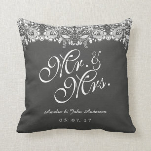 Spitzen-Schultafel-Mr.-und-Mrs.-Hochzeitskissen Kissen