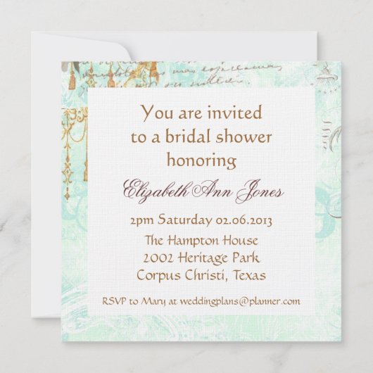 Spitzen Scrolls & Tassels Einladung (Rückseite)