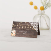 Spitzen, Streichleuchten, Blush & Peach Floral Platzkarte (Rückseite)