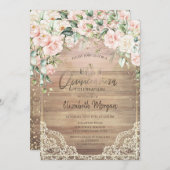 Spitzen, Tiara, Lichter, Holz Rosen Quinceañera Einladung (Vorne/Hinten)