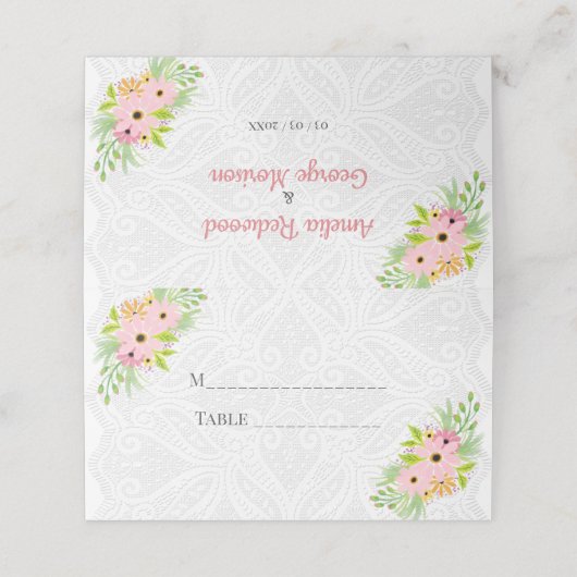 Spitzen und Blume Platzkarte (Außenseite Aufgefaltet)