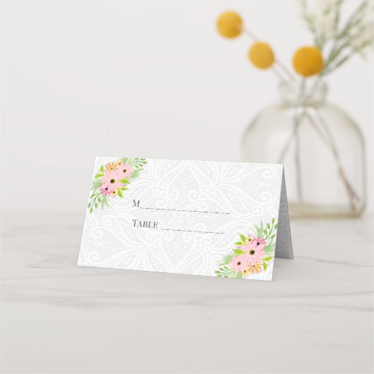 Spitzen und Blume Platzkarte (Vorderseite)