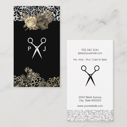 Spitzen- und Blumenhaar-Stylist Visitenkarte (Vorne/Hinten)