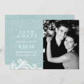 Spitzen- und Burlap-Foto Save the Date (Vorne/Hinten)