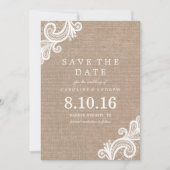 Spitzen- und Burlap-Hochzeit Sichern Sie die Datum Save The Date (Vorderseite)