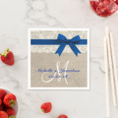 Spitzen und Burlap Rustic Wedding Napkin Royal Blu Serviette (Beispiel)