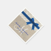 Spitzen und Burlap Rustic Wedding Napkin Royal Blu Serviette (Ecke)