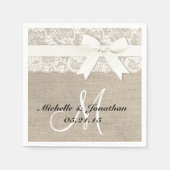 Spitzen und Burlap Rustic Wedding Napkin White Serviette (Vorderseite)