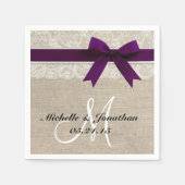 Spitzen und Burlap Rustic Wedkin Napkin Plum Serviette (Vorderseite)
