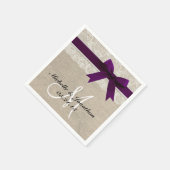 Spitzen und Burlap Rustic Wedkin Napkin Plum Serviette (Ecke)