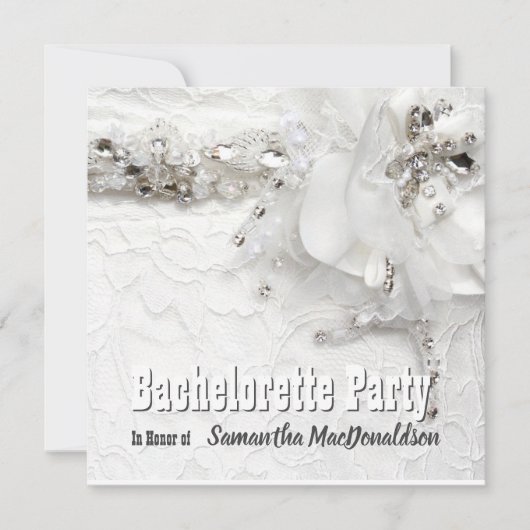 Spitzen- und Diamantkleidung Junggeselinnen-Abschi Einladung (Vorderseite)