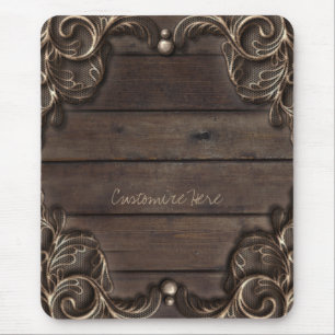 Spitzen- und Dunkelholz Rustikaler Vintager Wester Mousepad