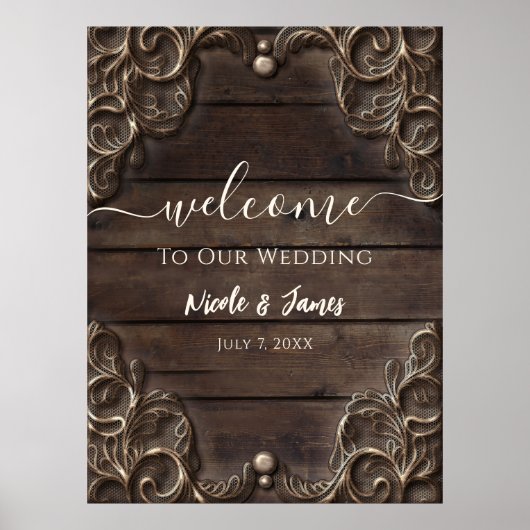 Spitzen- und Dunkelholz Rustikaler Vintager Wester Poster (Vorne)