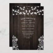 Spitzen- und Holzbalken leuchten rustikal Save the Save The Date (Vorne/Hinten)