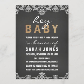Spitzen- und Jute-Baby-Shower-Einladung Einladung