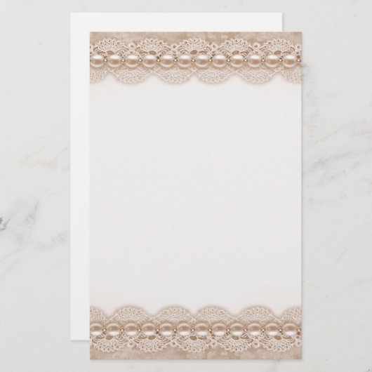 Spitzen und Perlen Textur Geschirr Briefpapier (Vorne/Hinten)
