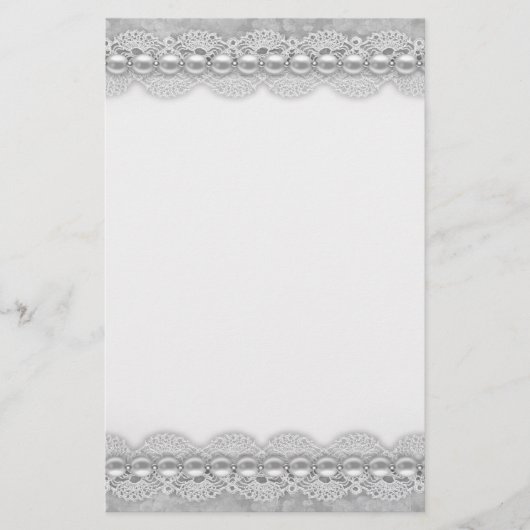 Spitzen und Perlen Textur Geschirr Briefpapier (Vorderseite)
