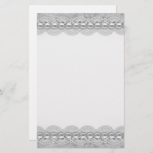 Spitzen und Perlen Textur Geschirr Briefpapier (Vorne/Hinten)