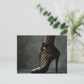 Spitzen und schwarze Stiletto Postkarte (Stehend Vorderseite)