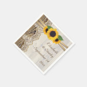 Spitzen und Sonnenblumen auf der Holzhochzeit Serviette (Ecke)