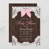 Spitzen- und Wood-Babydusche Einladung (Vorne/Hinten)